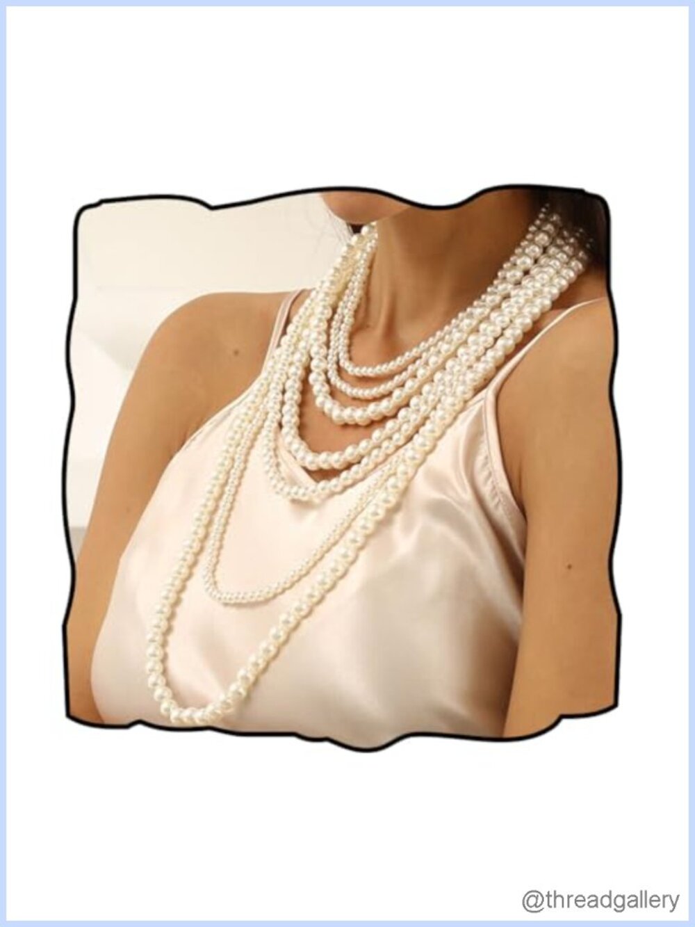 Long Layered Pearl Necklace and Earrings Set Pearl Body Jewelry Adjustable